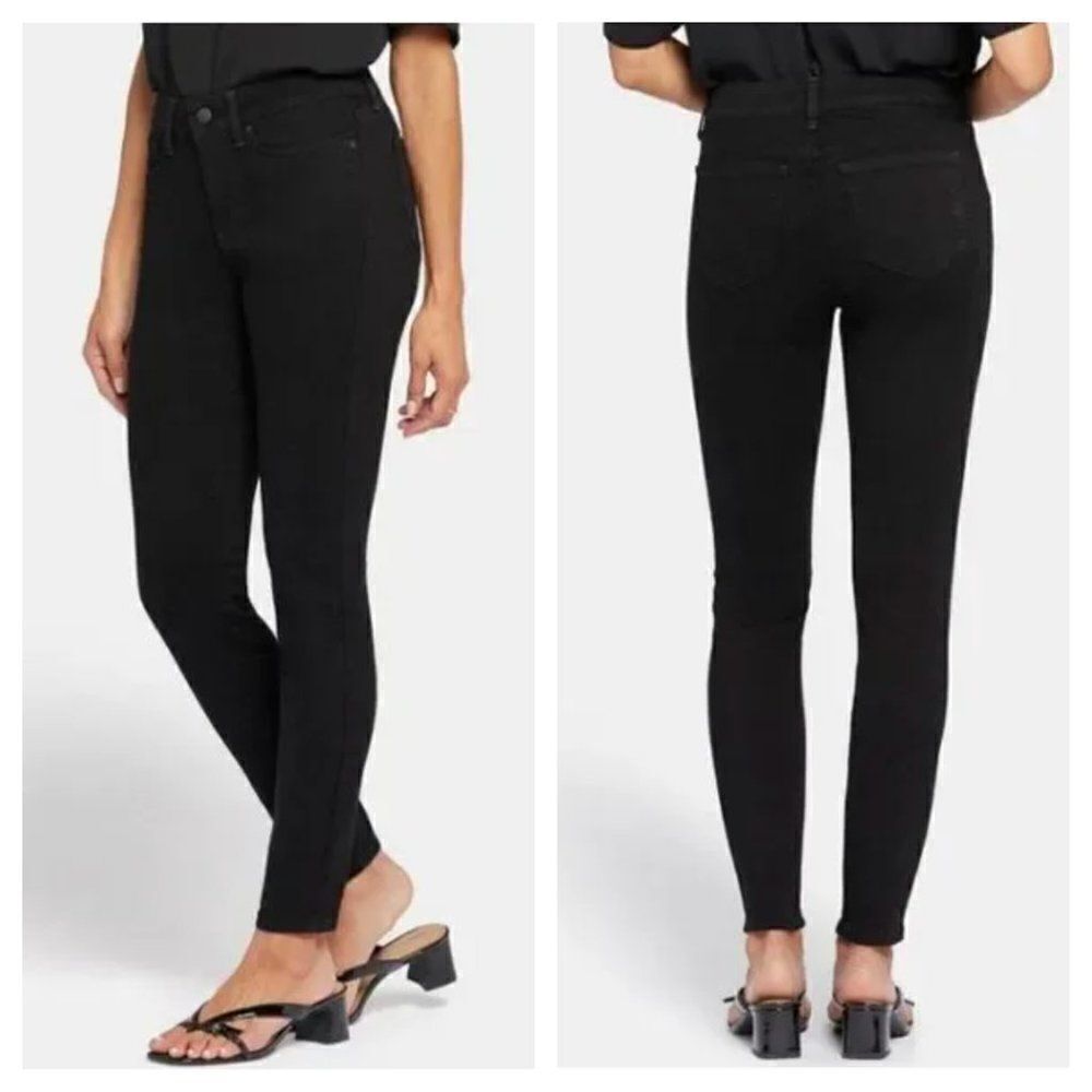 NYDJ Ami High Rise Lift Tuck Stretch Skinny Jeans Black Denim Size 12